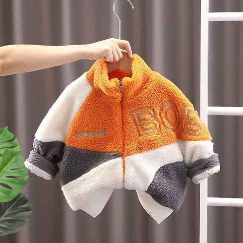 Autumn and winter boys plus velvet long sleeve coat